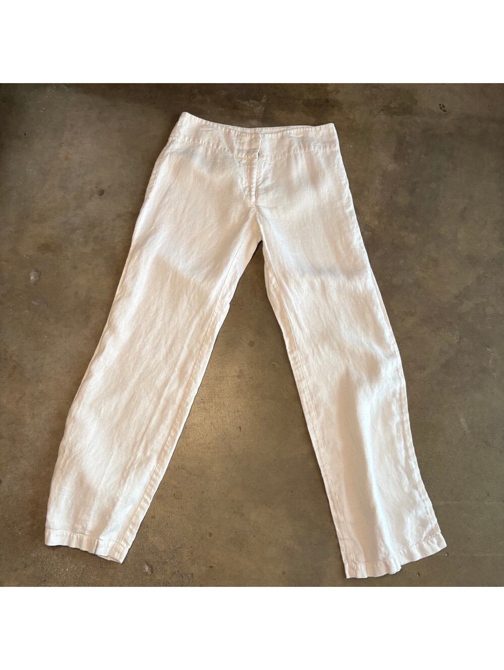 Eileen Fisher Women's White 100% Linen Straight Leg Pants Size 6